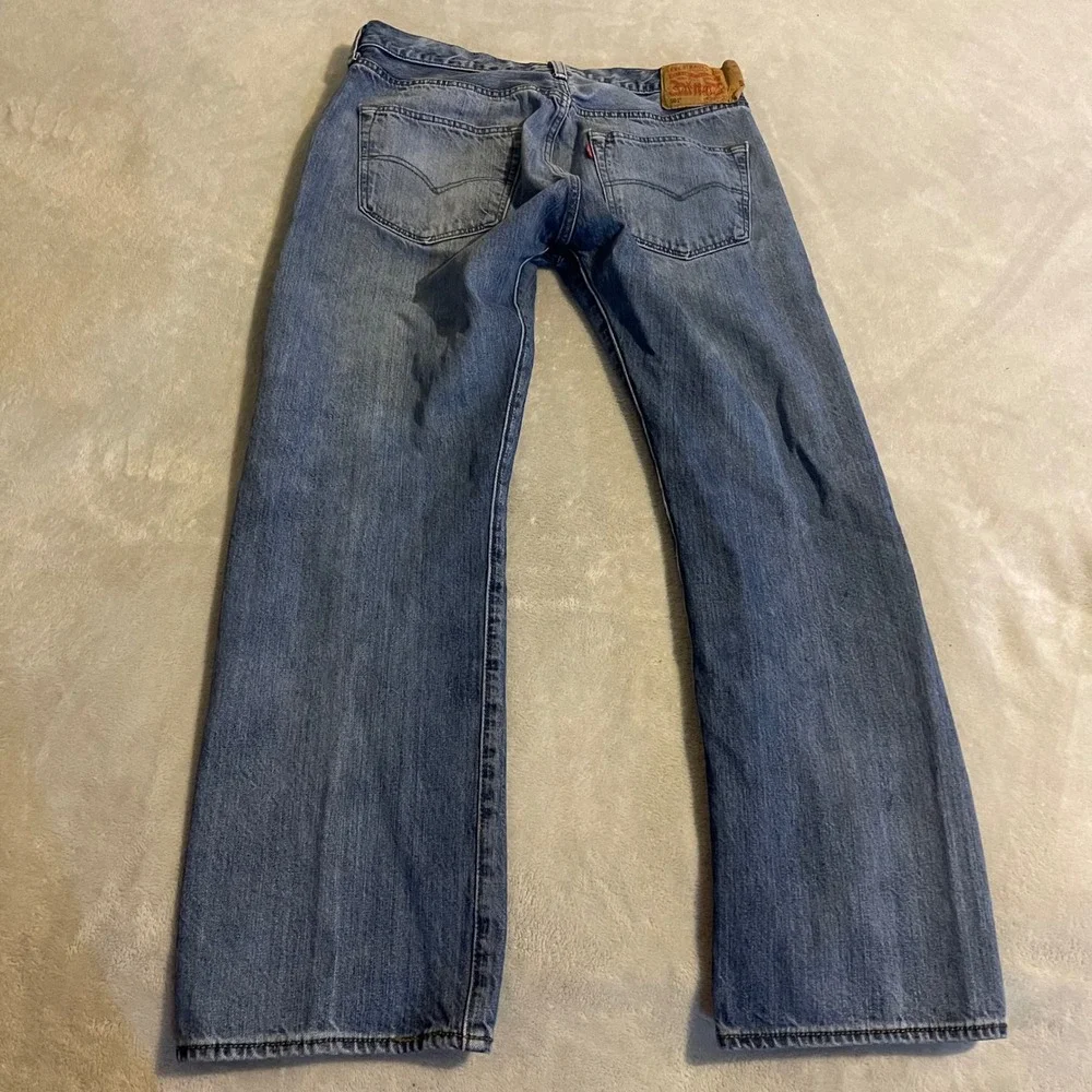 Levi's 501 Jeans Mens 36x30 Light‎ Wash Button Fly Denim Blue Streetwear (34x29)
